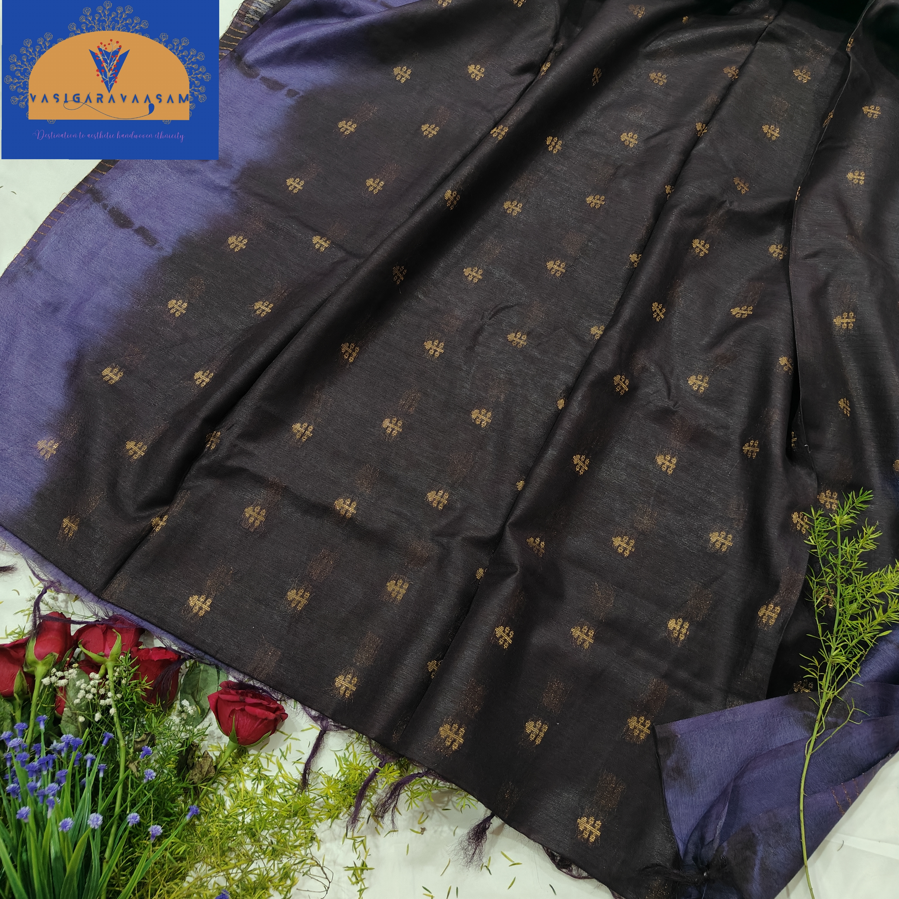 Elegant Brown & Purple Bhagalpuri Art Silk Saree
