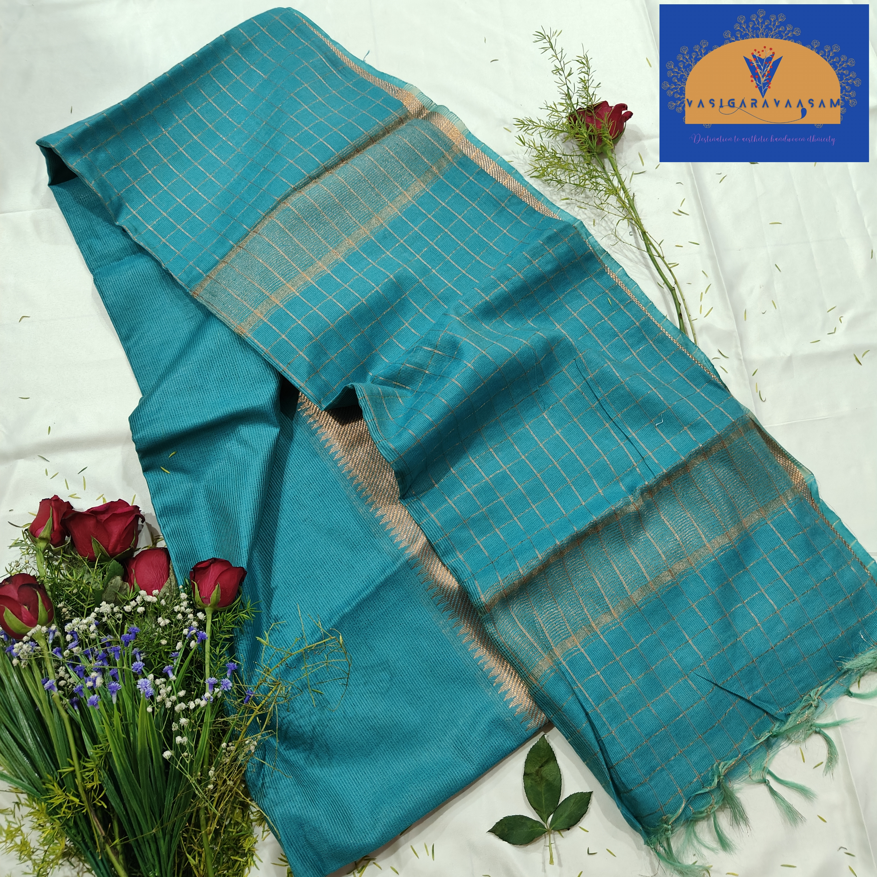Elegant Teal Silk Saree