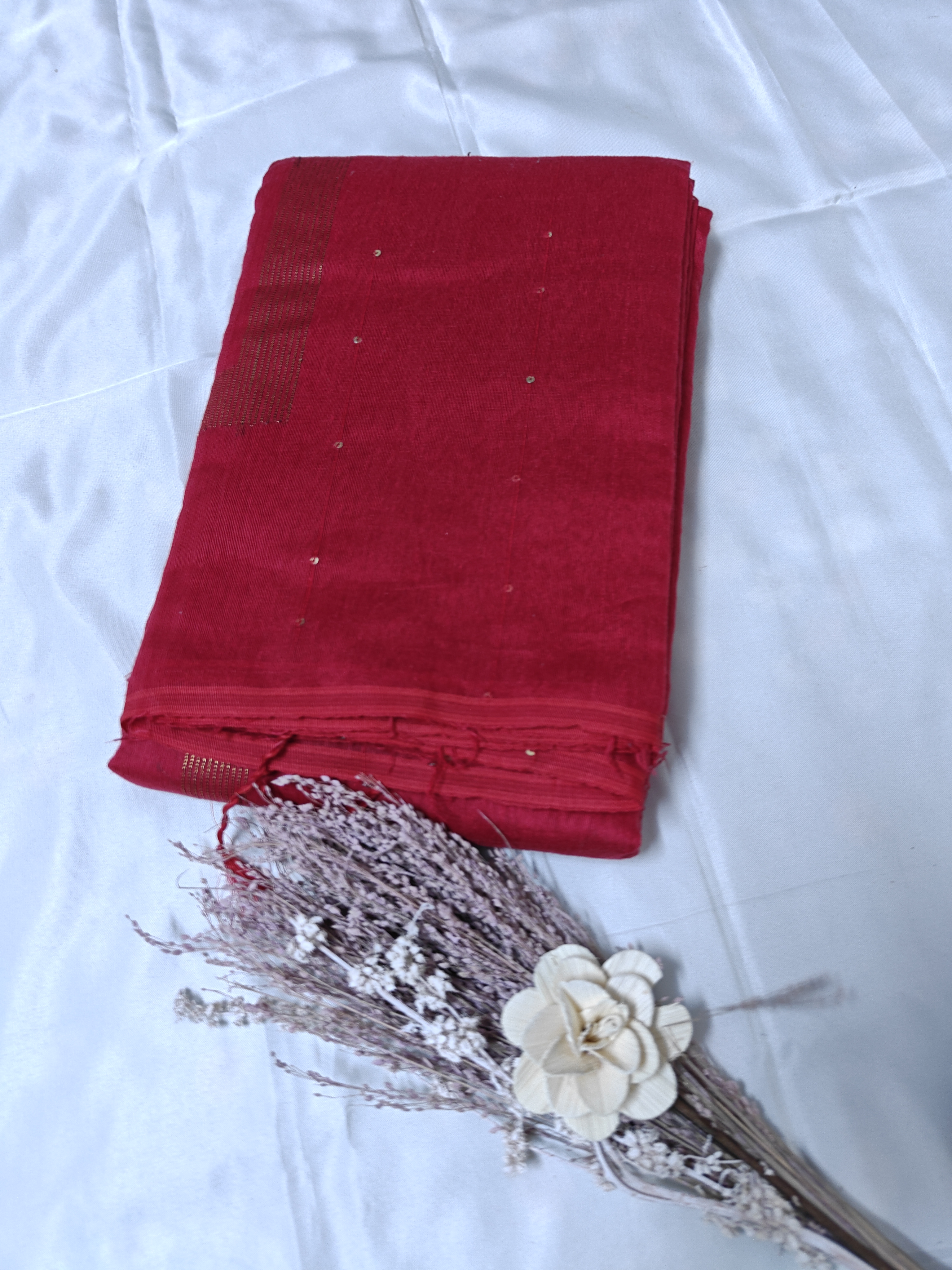 Elegant Red Cotton Saree