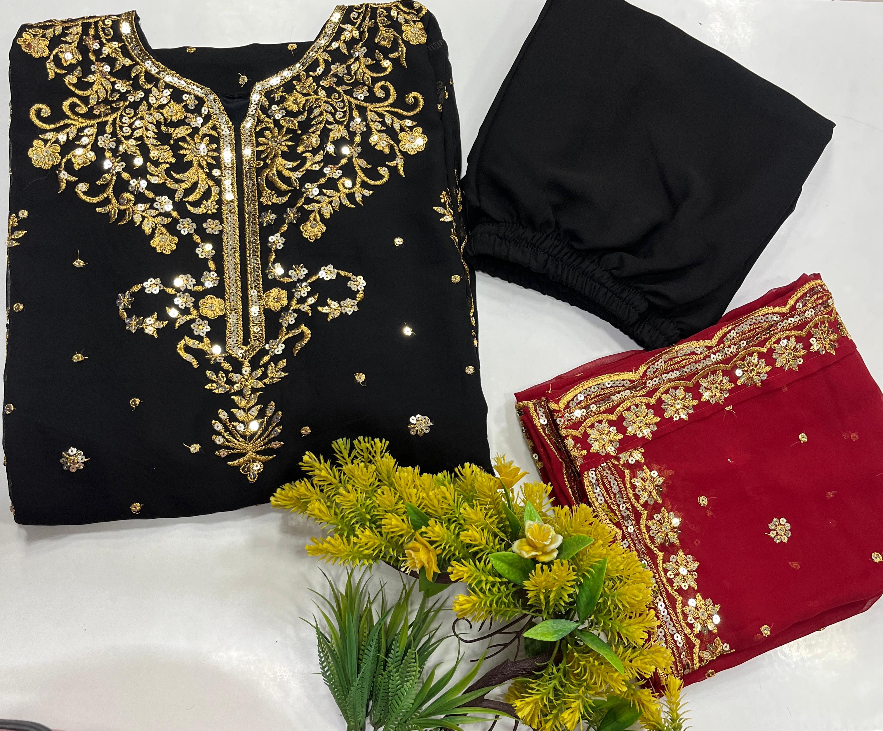 Designer Black Embroidered Suit