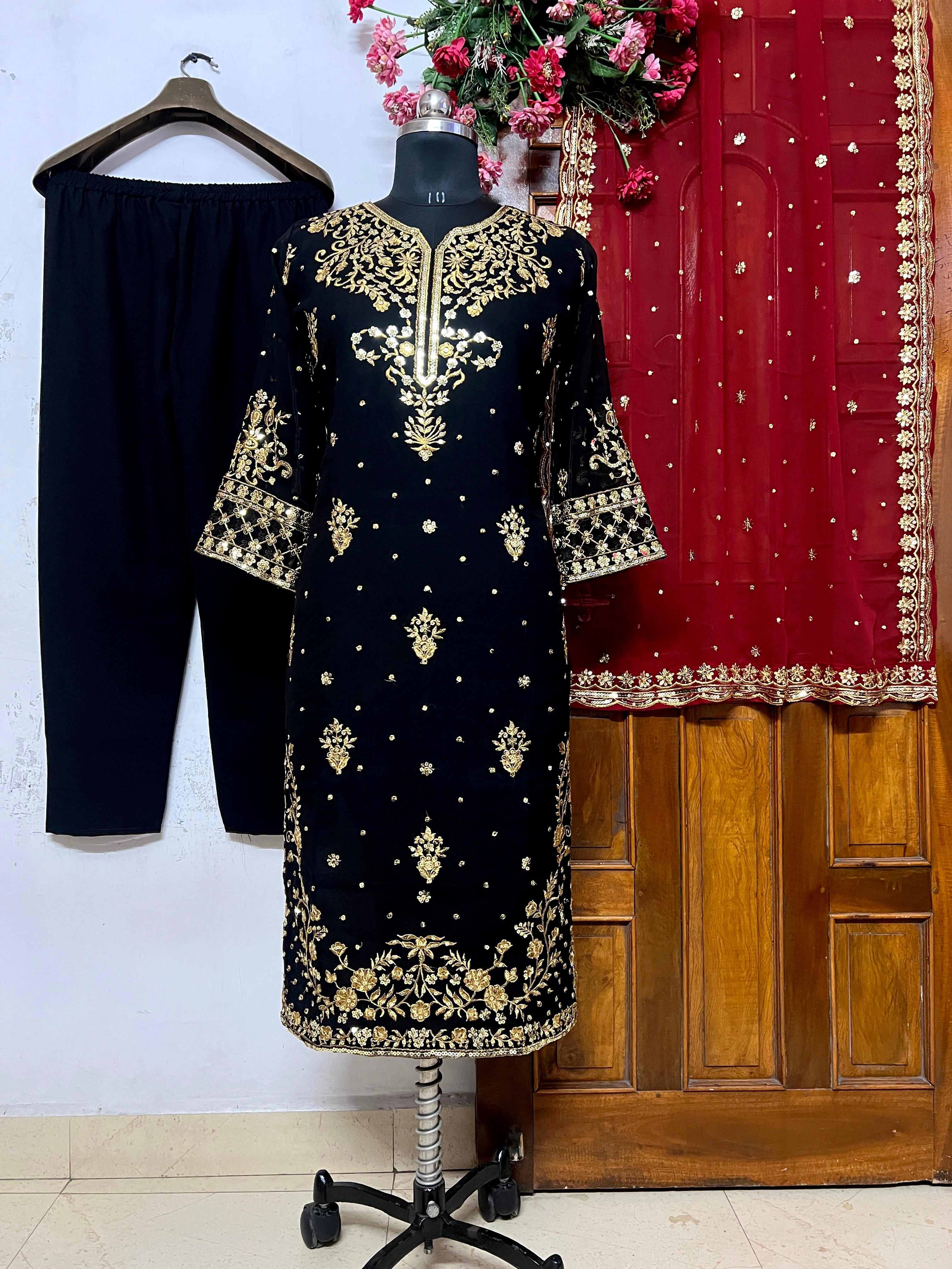 Designer Black Embroidered Suit