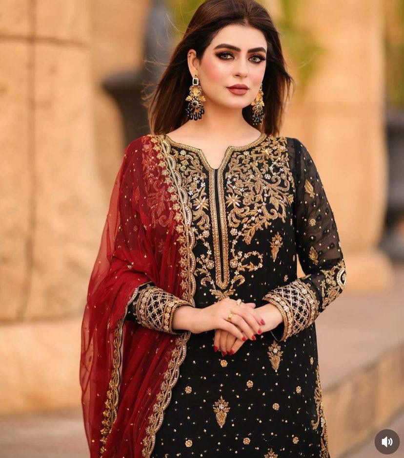 Designer Black Embroidered Suit