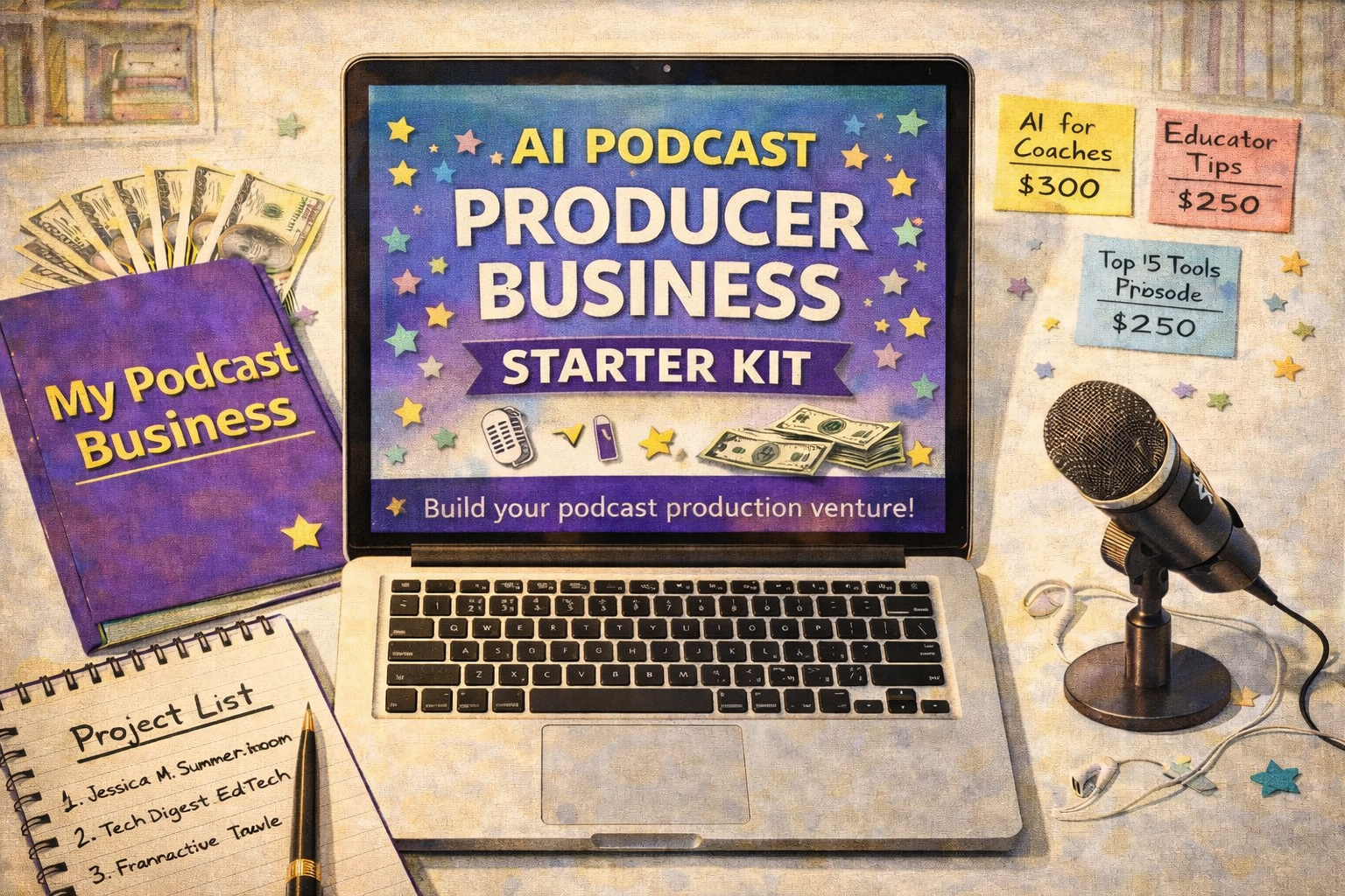 AI Podcast Producer Business Starter Kit — Launch a Podcast Production Service Using AI Tools and Build Recurring Monthly Income | Instant Digital Download