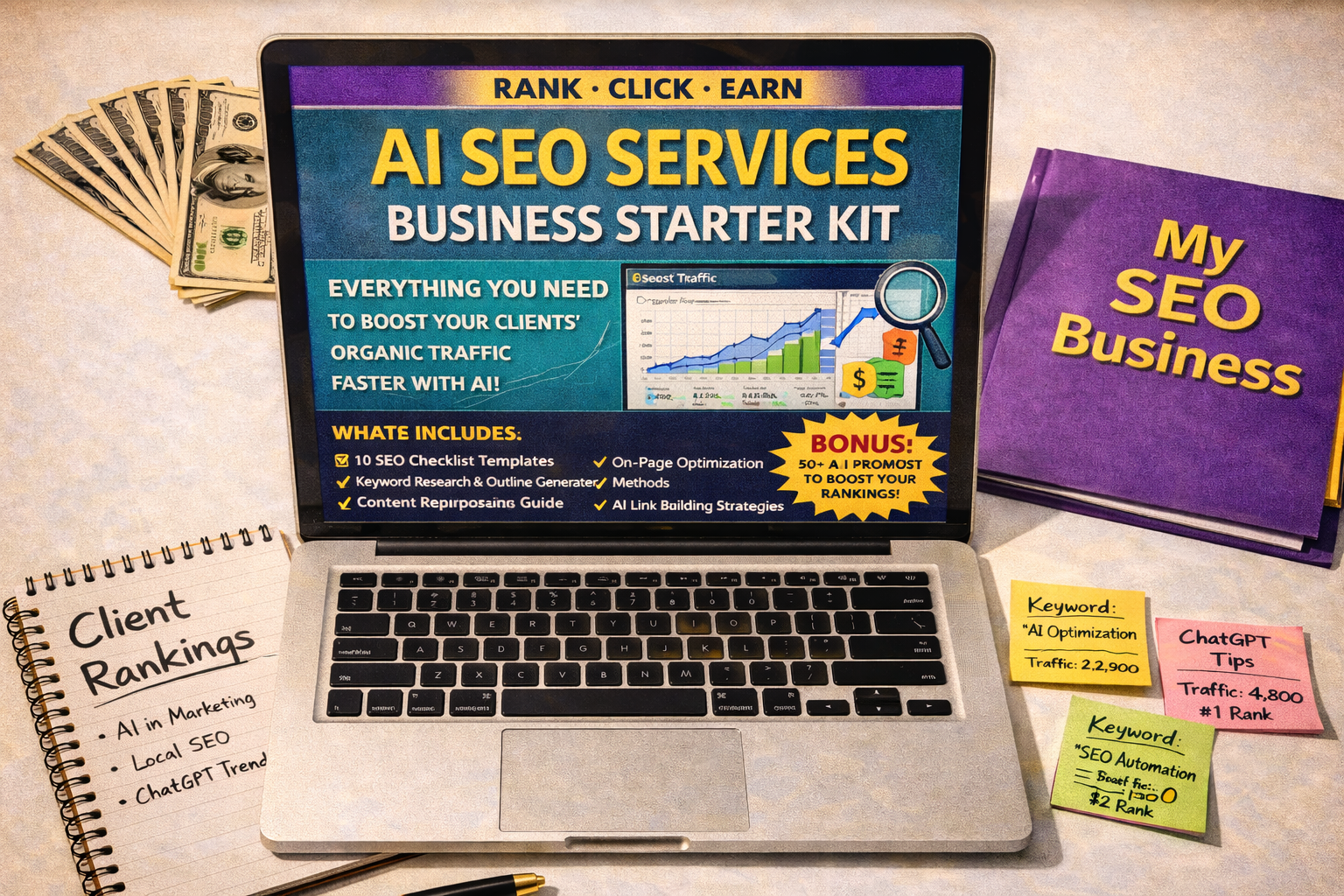 AI SEO Services Business Starter Kit — Help Small Businesses Get Found on Google and Build Recurring Monthly Income as an SEO Specialist | Instant Digital Download