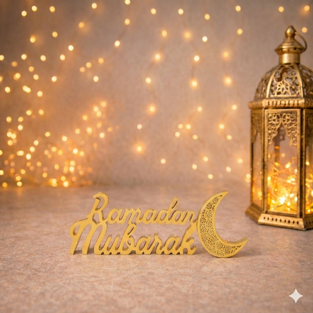 Ramadan Mubarak Wooden Table Decor