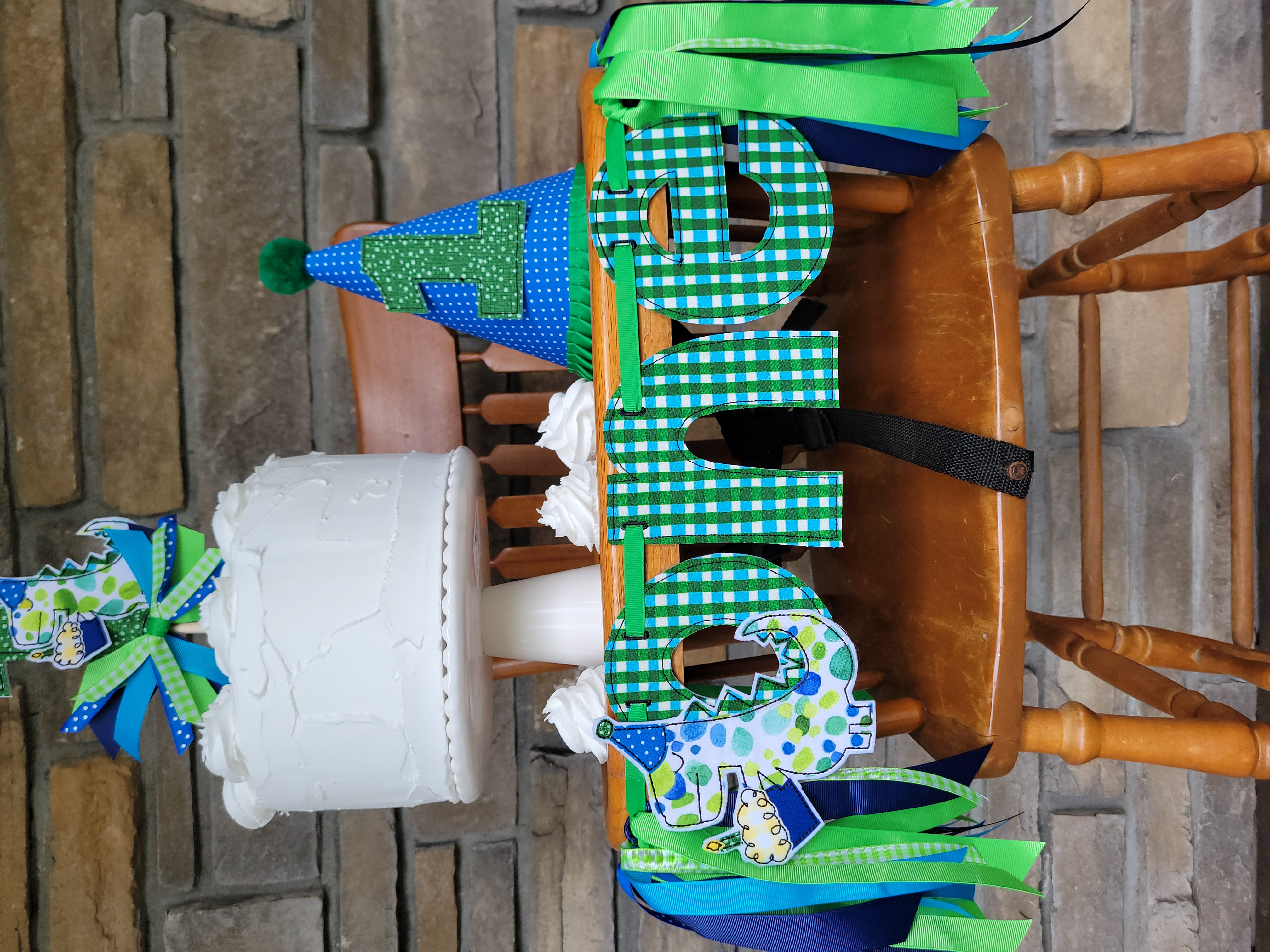 Classic Dinosaur 1st Birthday Decorations | First Birthday Banner, Party Hat & Cake Topper Set | Dino Birthday Decor for Boy