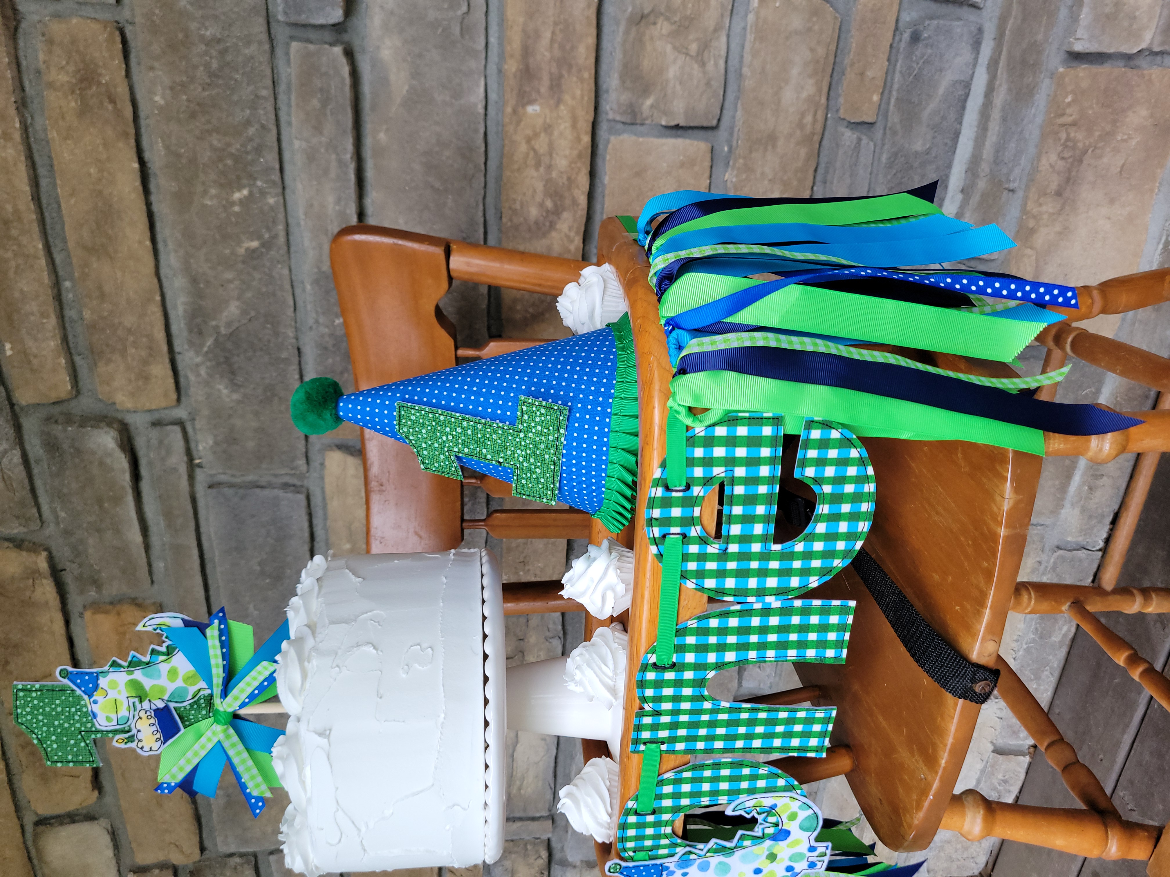 Classic Dinosaur 1st Birthday Decorations | First Birthday Banner, Party Hat & Cake Topper Set | Dino Birthday Decor for Boy