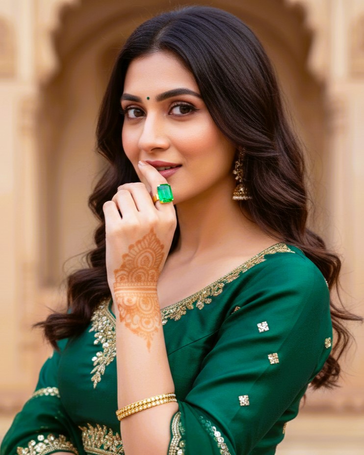 Green Rectangle Stone Ring