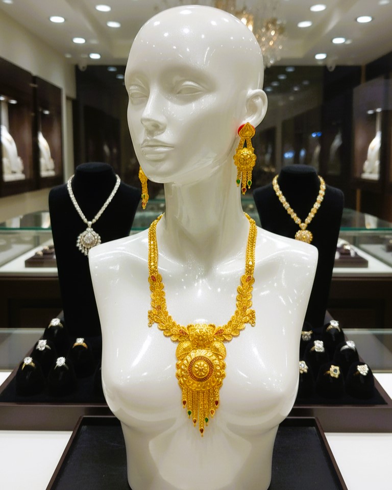 Round Bridal Necklace Traditional Gold Plated