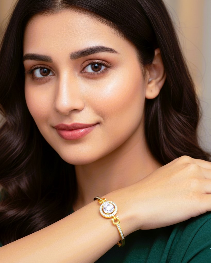 Single Crystal Bangle Gold-Plated 