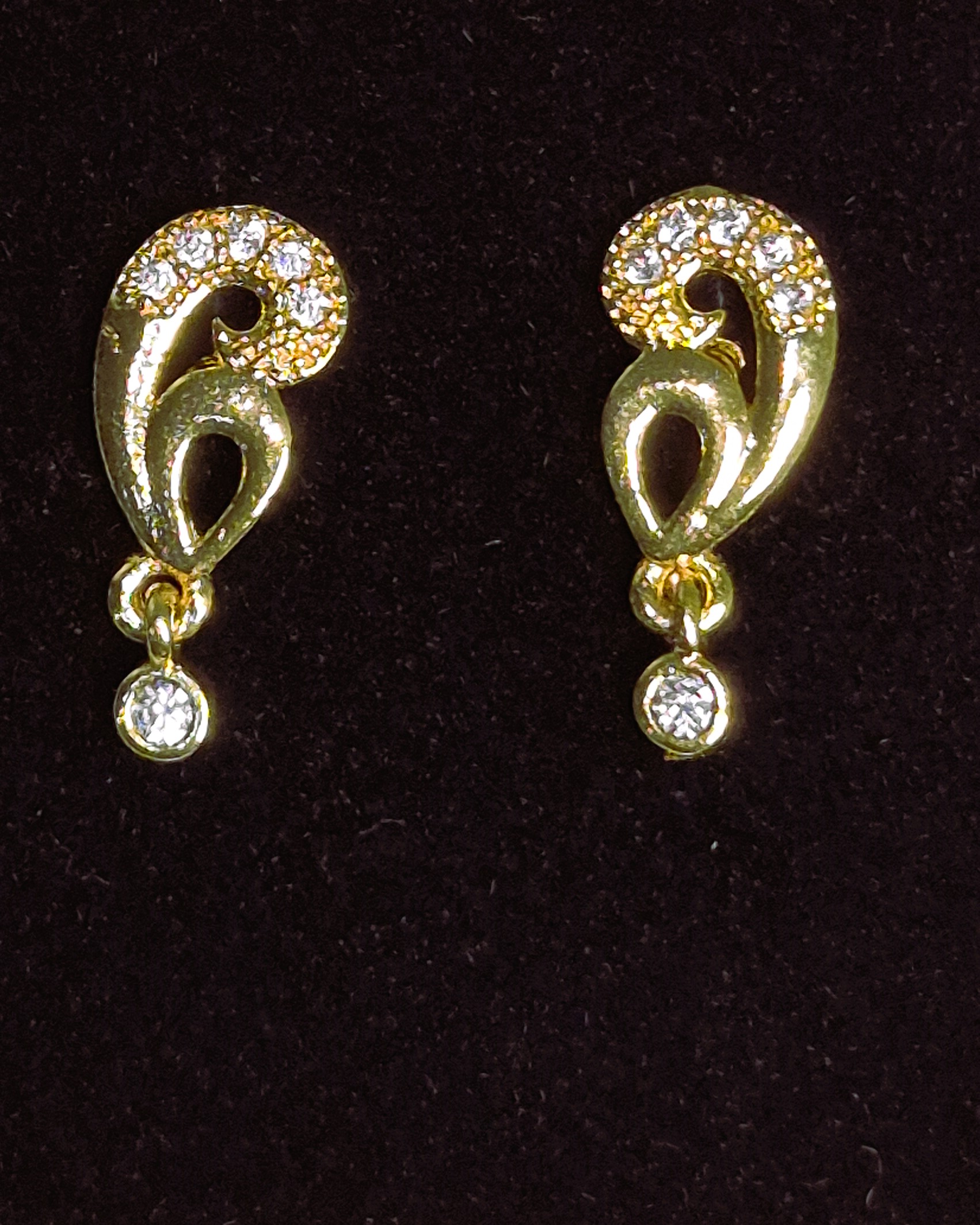 Mango Design with Hanging stone at Bottom Gold Plated