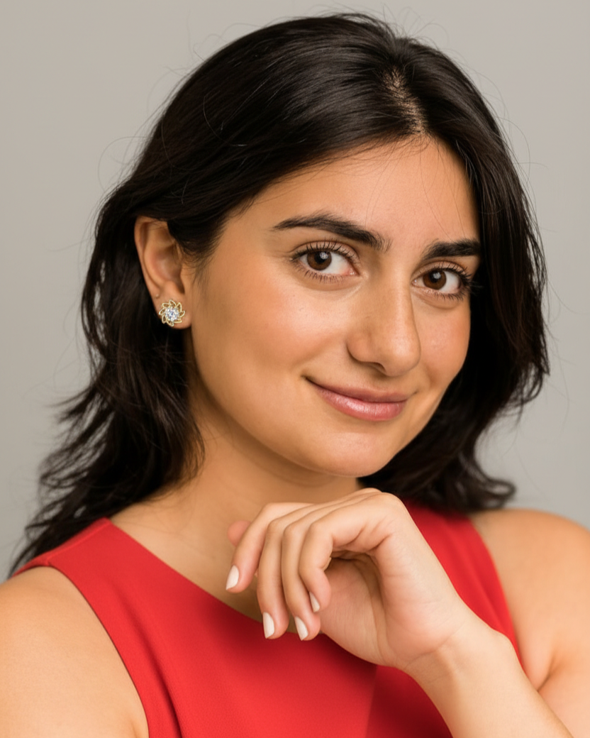 Sharp Flower Design Ear Ring Gold Plated