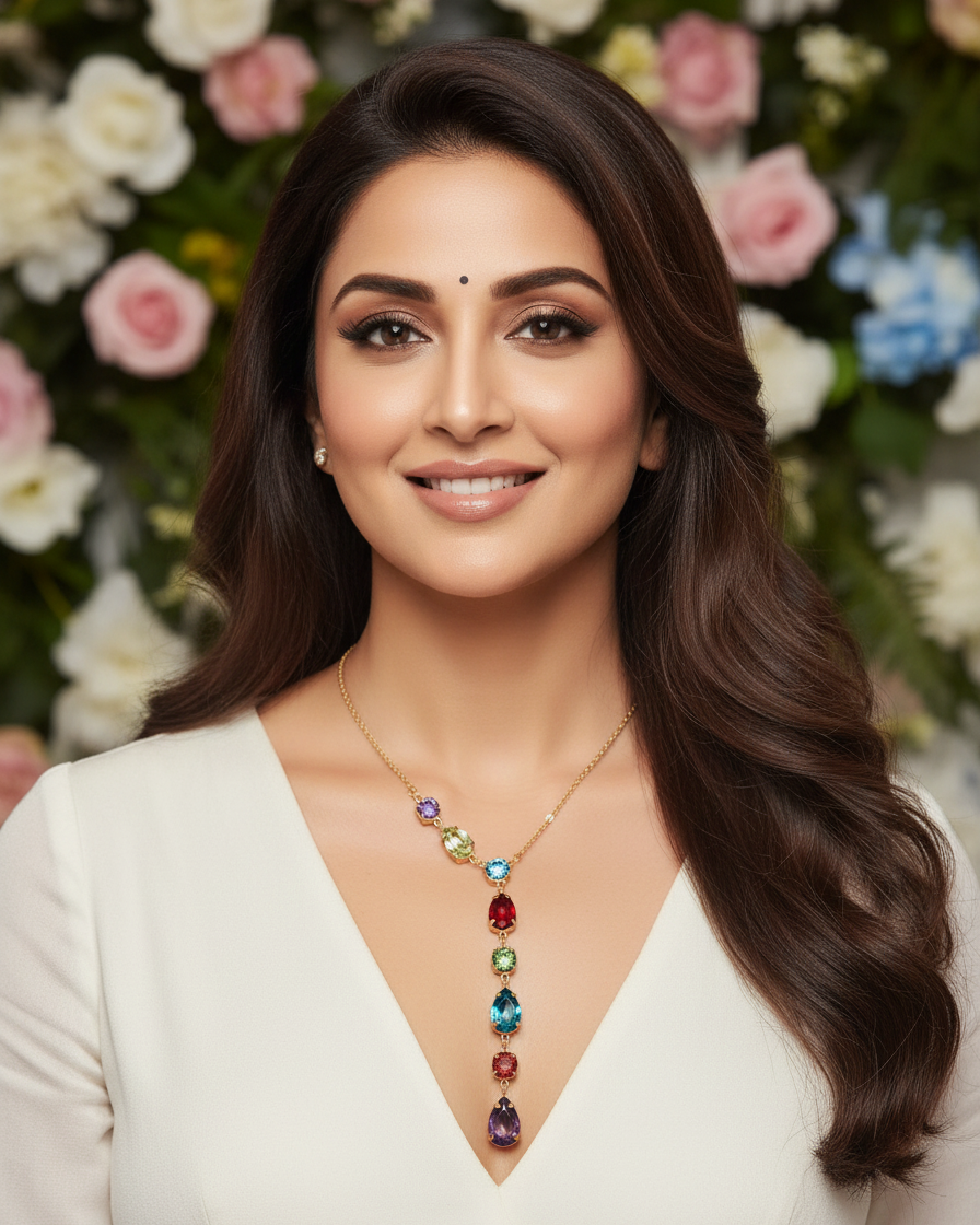 Multicolored Stone Drop Necklace