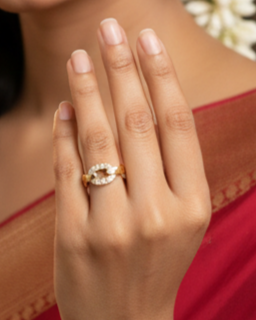 Oval Design Stone Ring Gold Plated