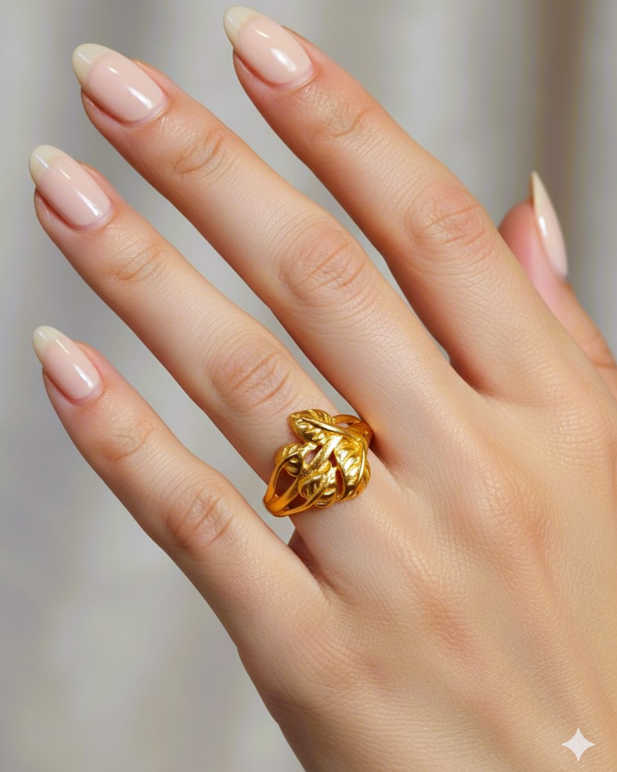 Leaf Design Ring Gold Plated 