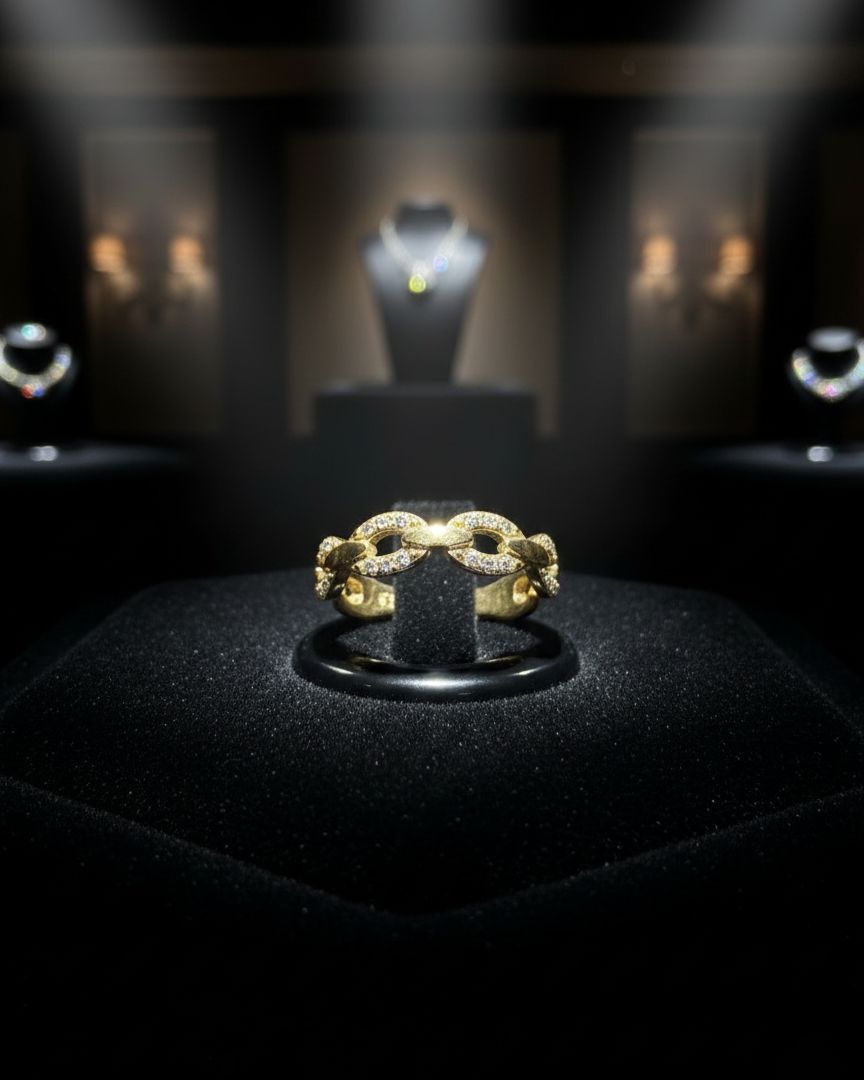 Oval Design Stone Ring Gold Plated