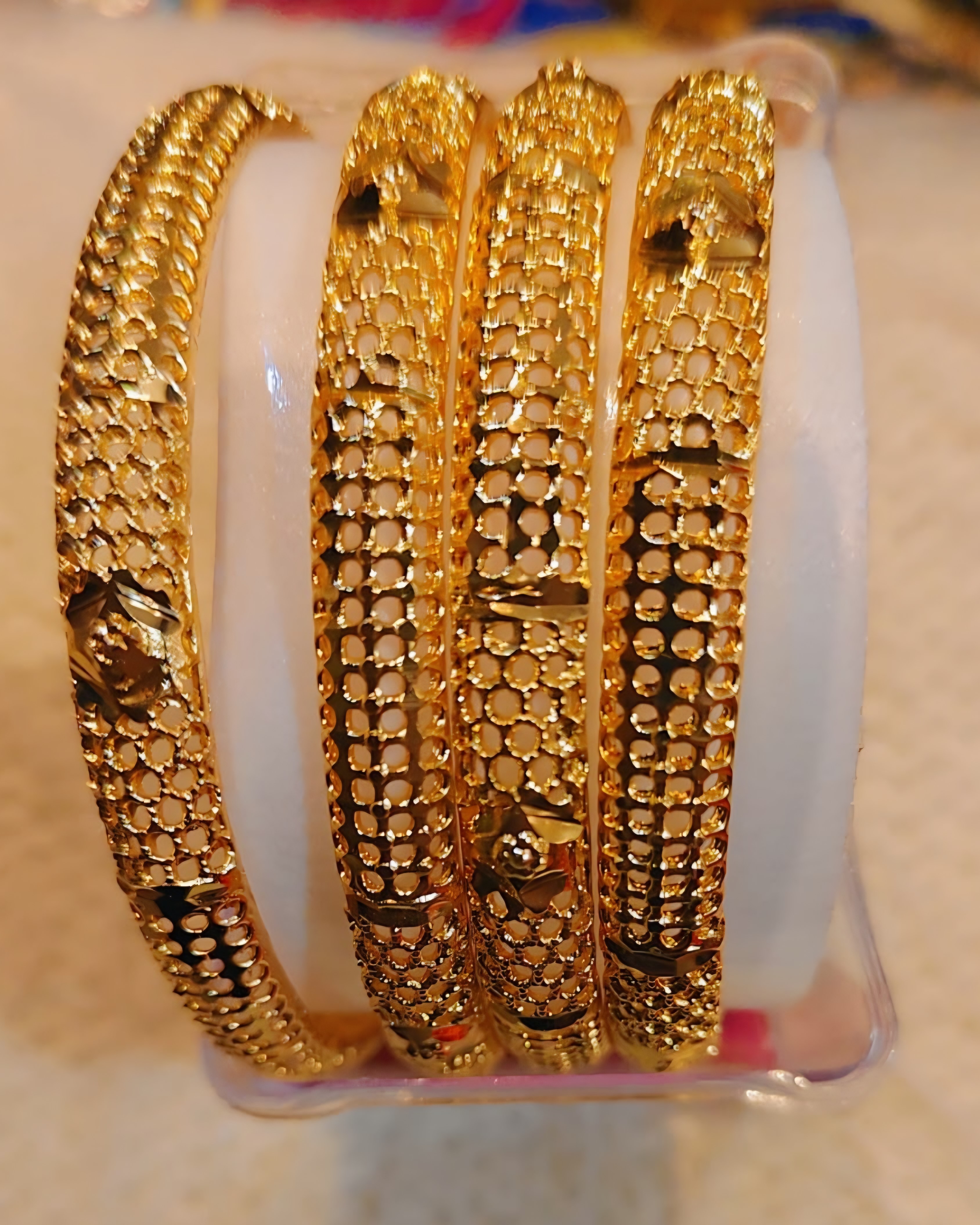 Jaali Design One Gram Gold Plated Designer Bangles Set of Four