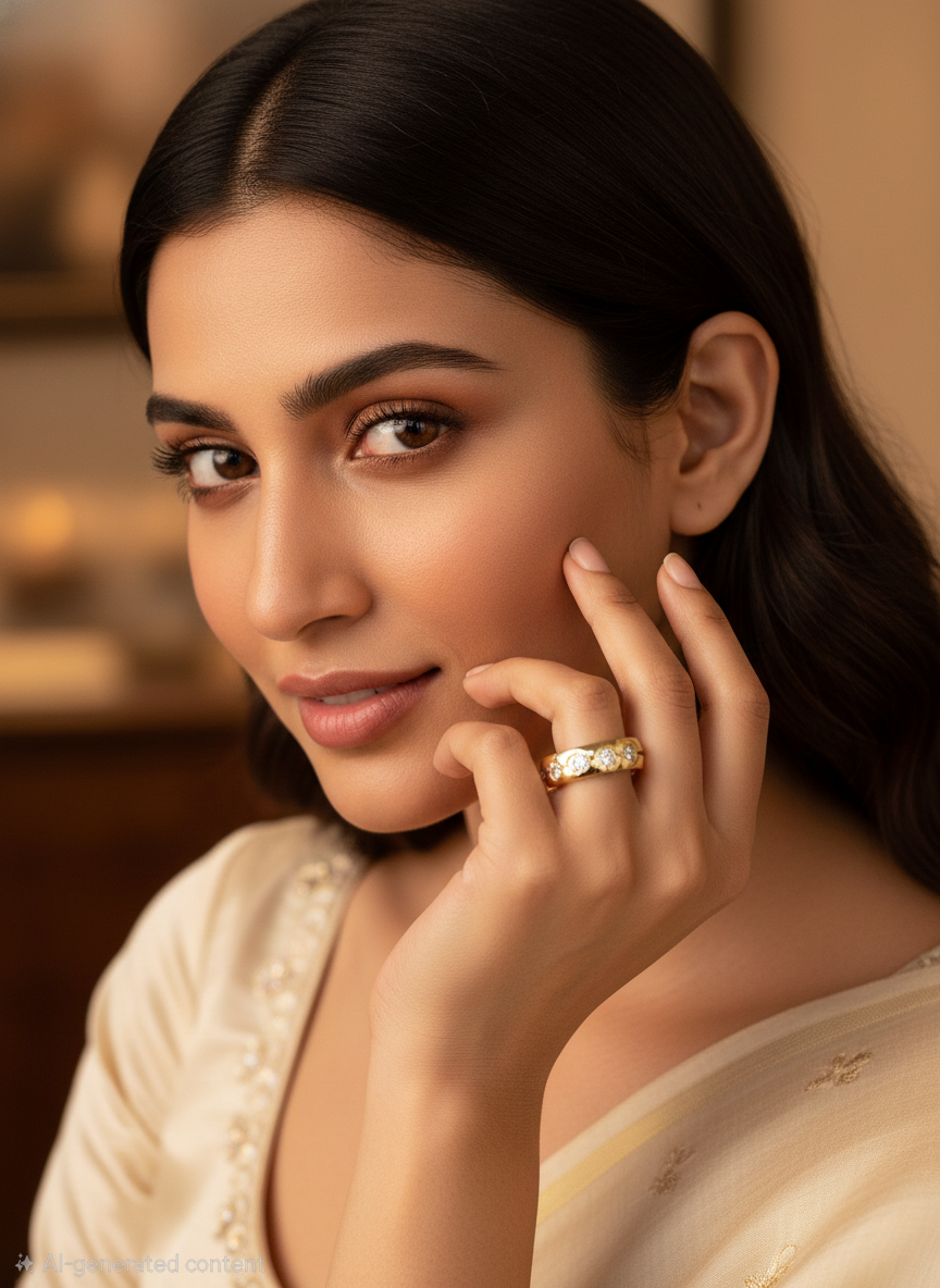 Single Line Stone Rig Gold Plated