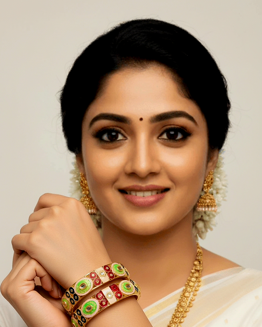 Meenakari Design One Gram Gold Plated Colorful Kundan Bangles seat of two