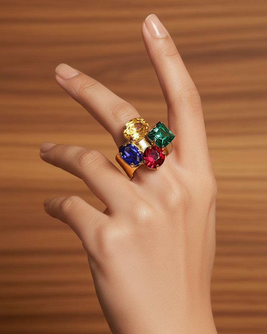 Multi Colour Stone Statement Ring