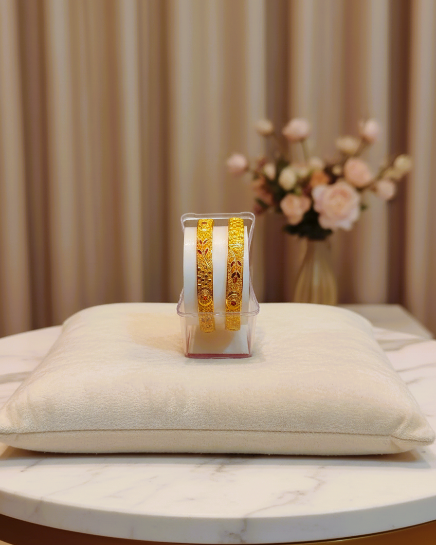 Cut Floral Design Gold-Plated Bangles