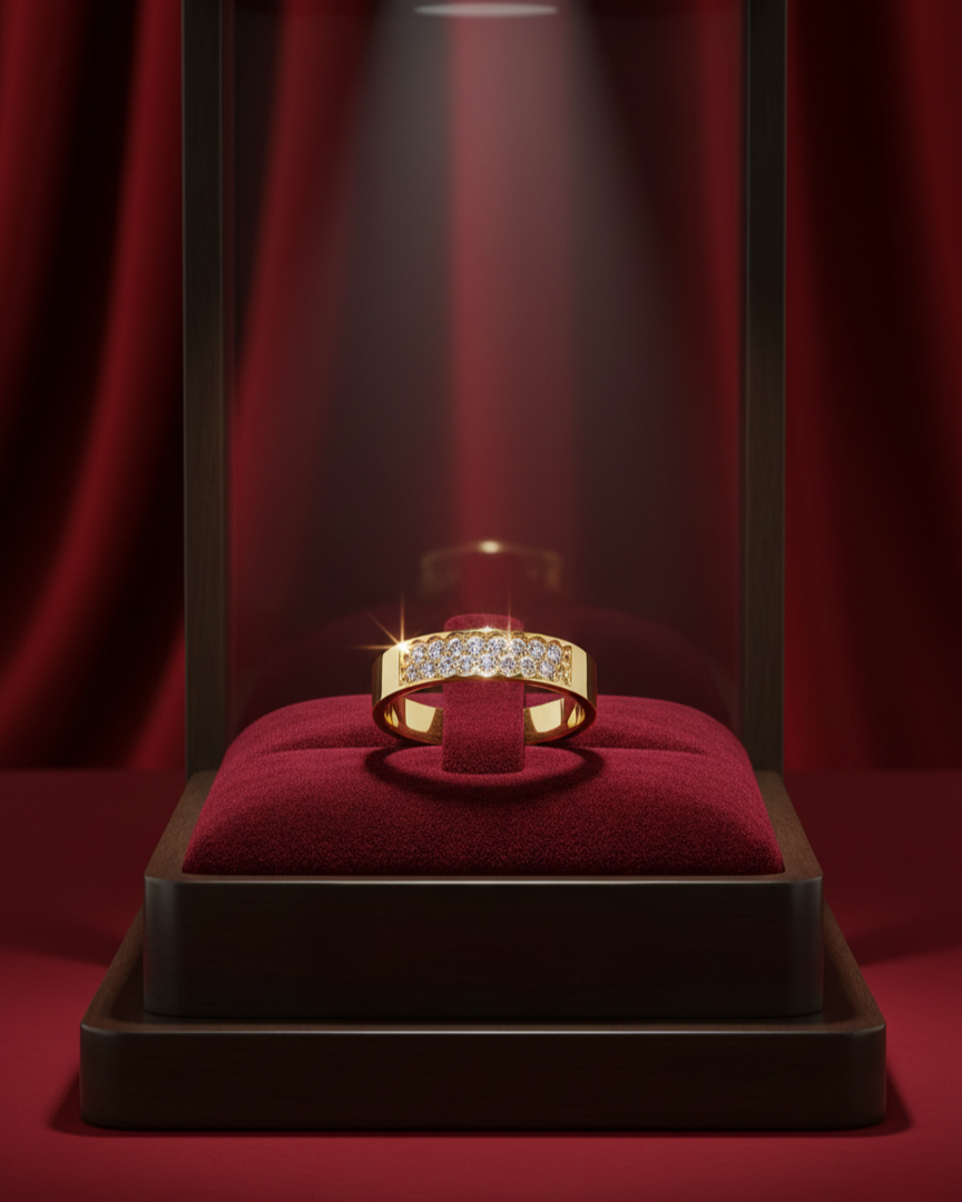 Two Line White Stone Ring Gold Plated