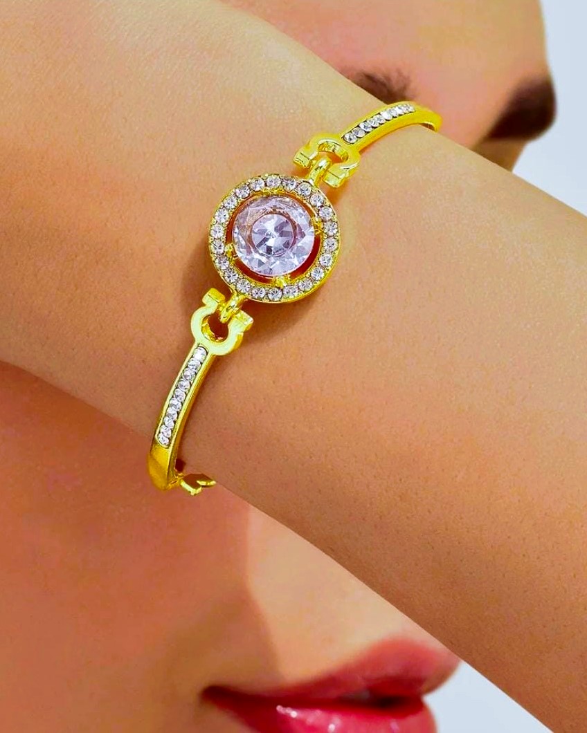 Single Crystal Bangle Gold-Plated 