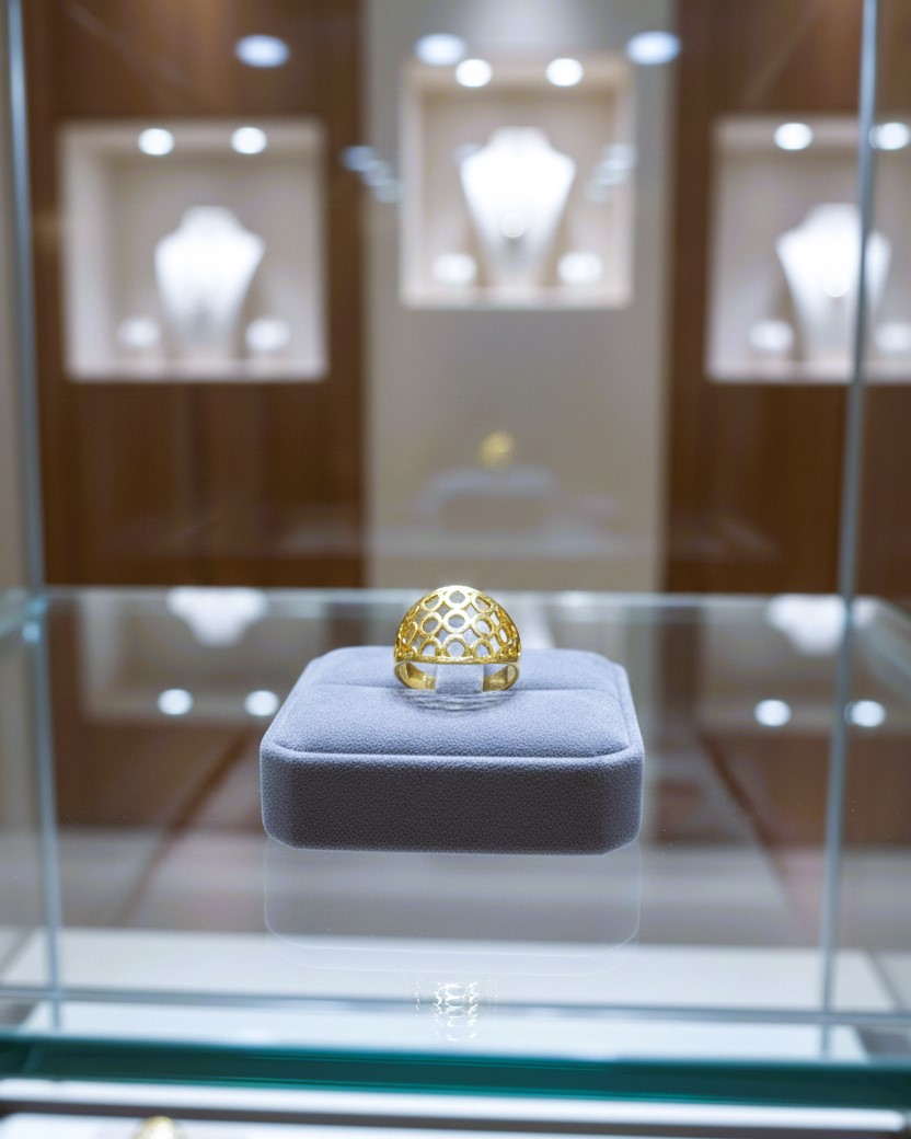 Jaali Style Ring One Gram Gold Plated