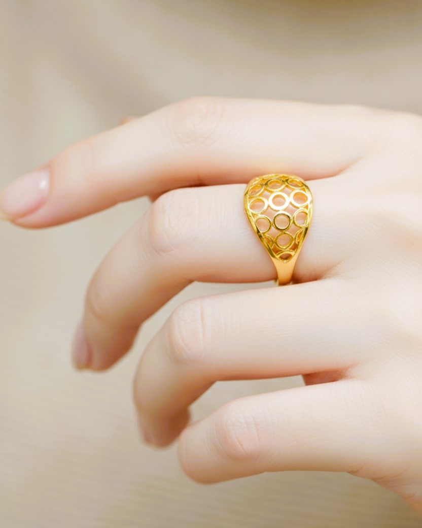 Jaali Style Ring One Gram Gold Plated