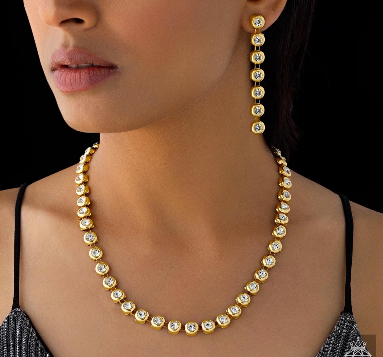 White Stone Necklace Set