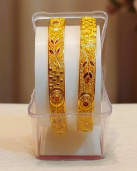Cut Floral Design Gold-Plated Bangles