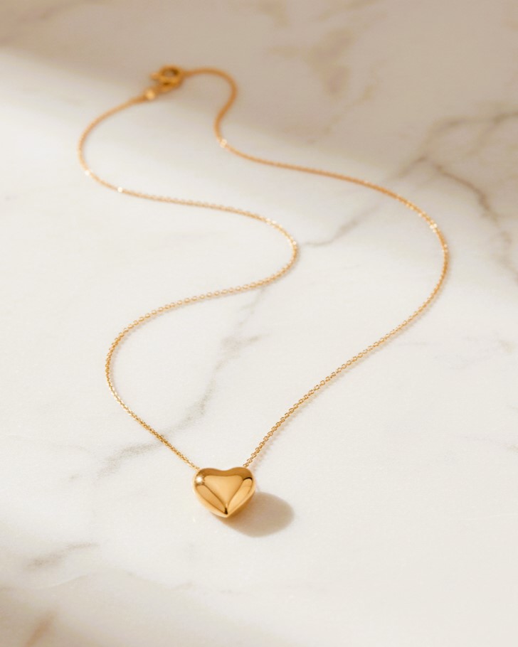 Gold Heart Pendant Necklace & Earrings Set