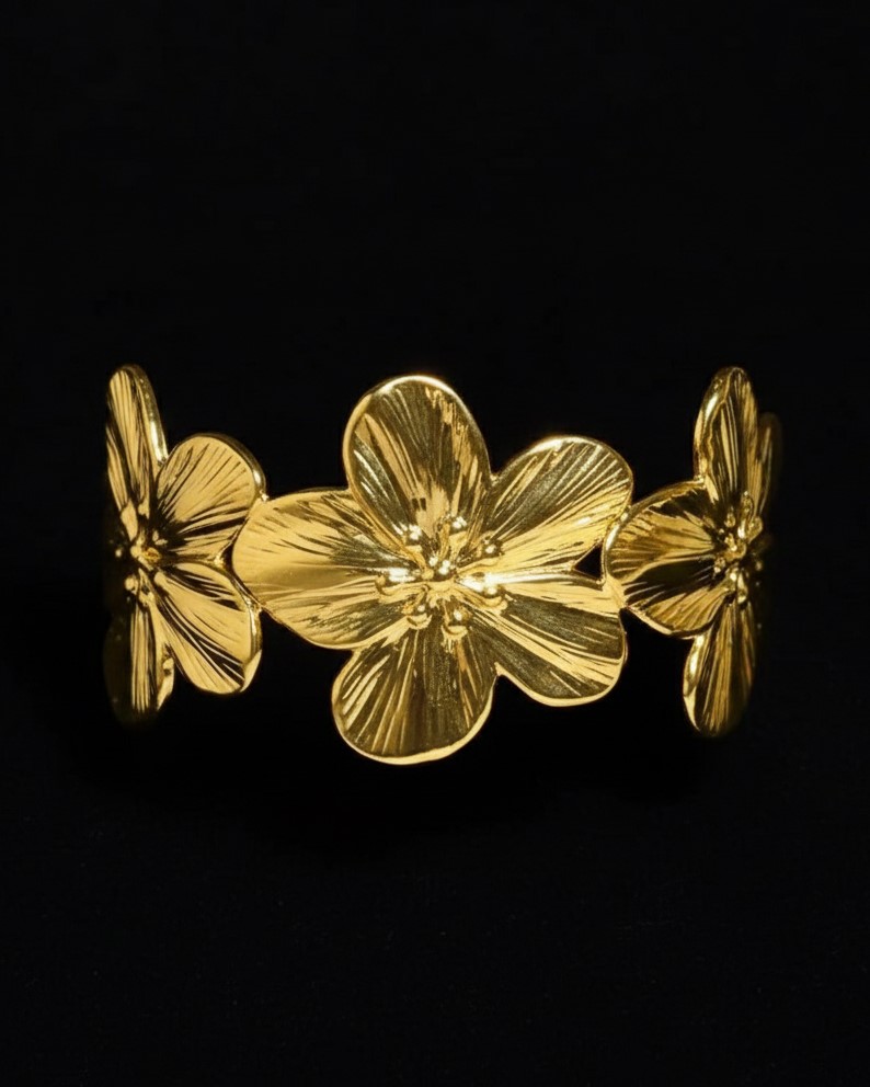 Floral Gold Plated Bangle