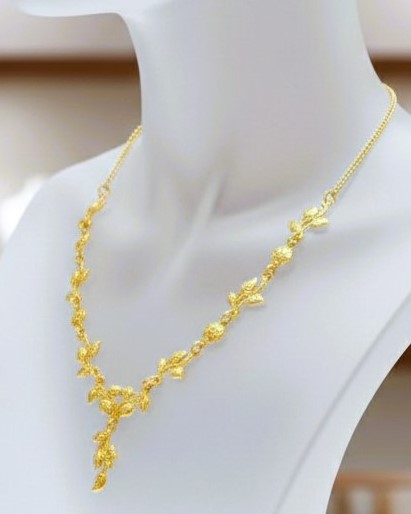 Leaf Branch Design Necklace in One Gram Gold Plating