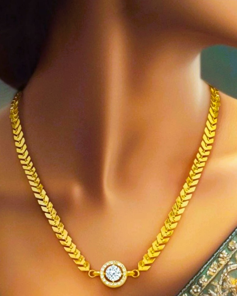Single Stone Gold Plated Necklace