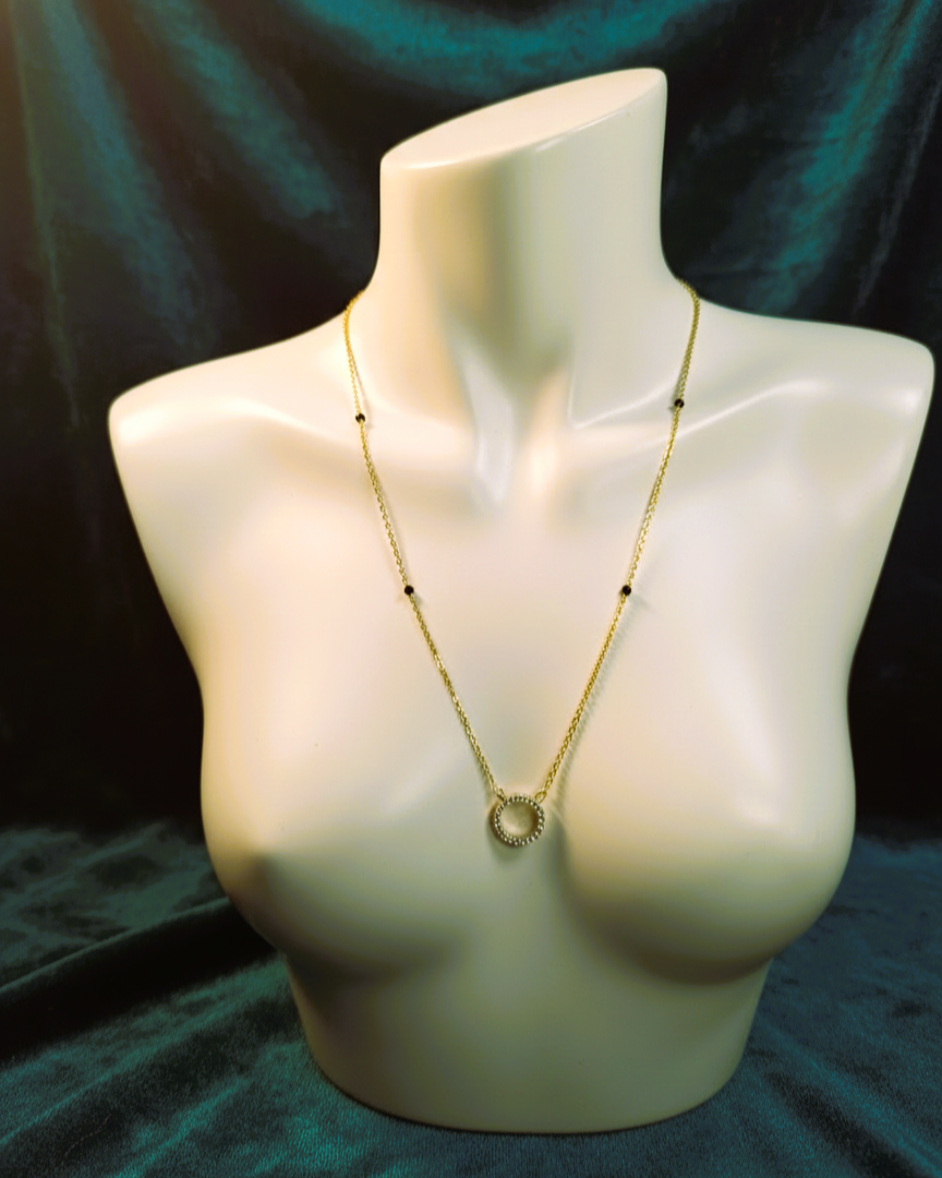 Oval Pendant Stone Small Chain Gold Plated