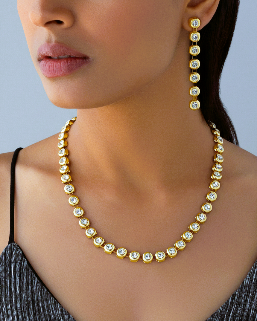 White Stone Necklace Set
