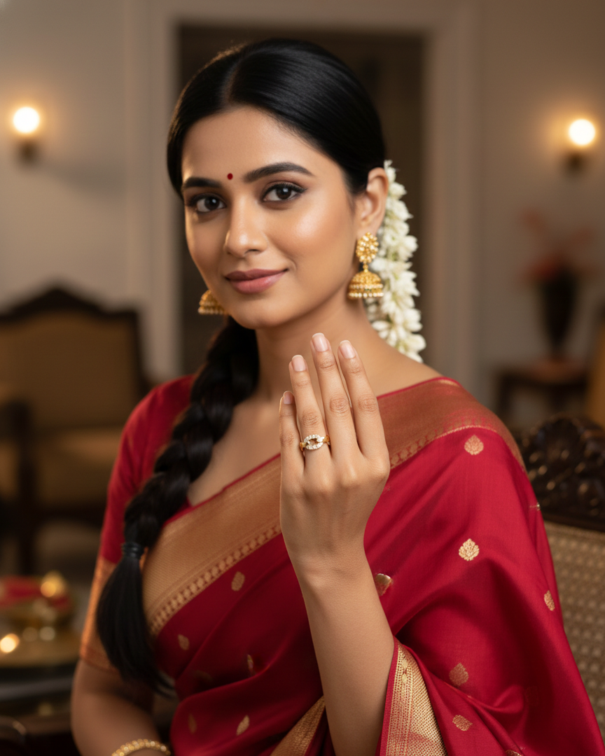 Oval Design Stone Ring Gold Plated