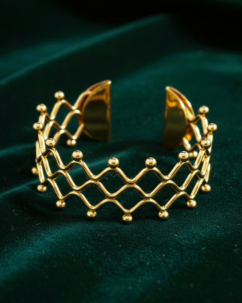 Grill Design Bangle Gold Plated