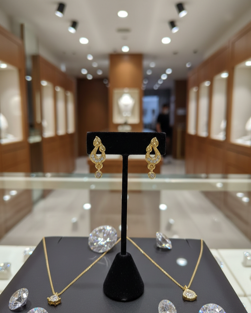 Mango Design with Stone Hanging Up Gold Plated