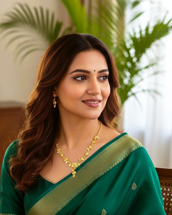 Leaf Branch Design Necklace in One Gram Gold Plating