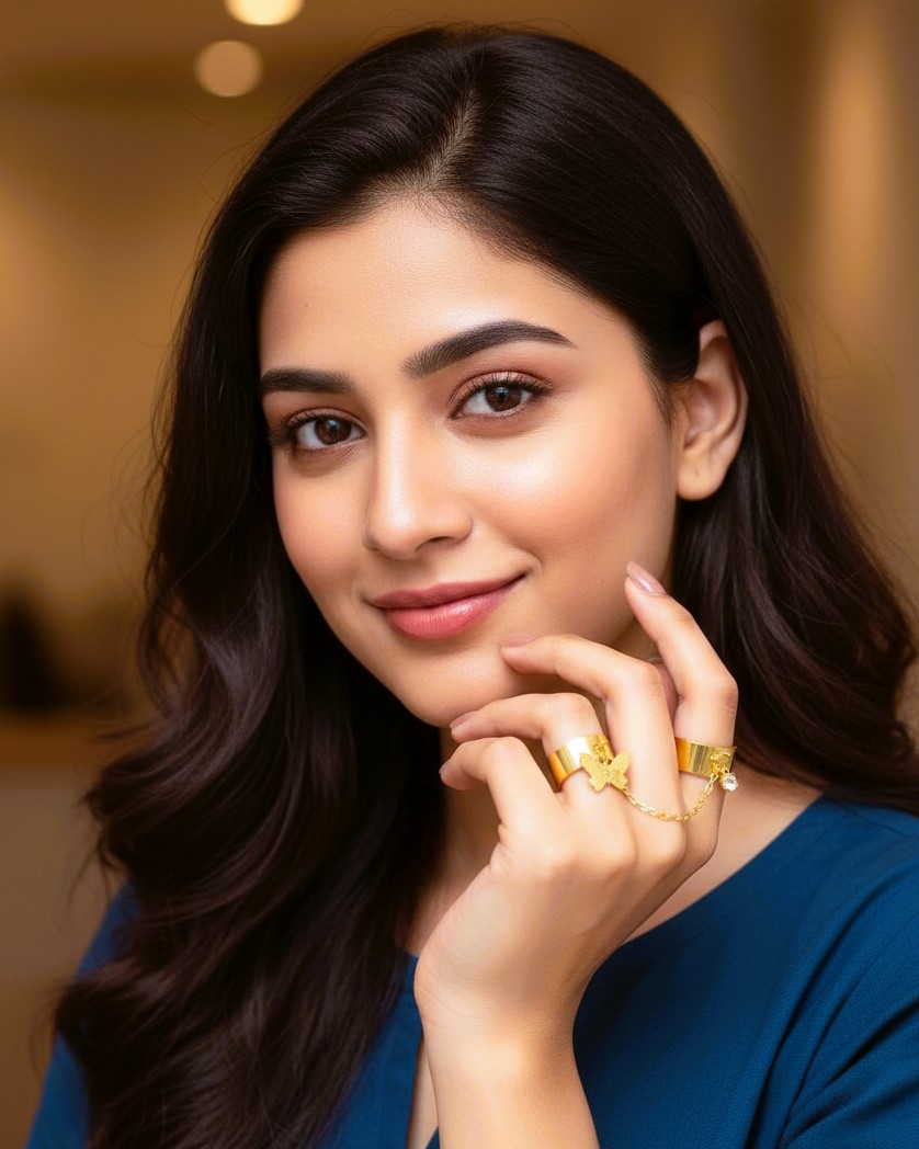  Butterfly Chain Gold Plated Ring Set