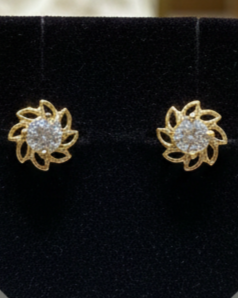 Sharp Flower Design Ear Ring Gold Plated