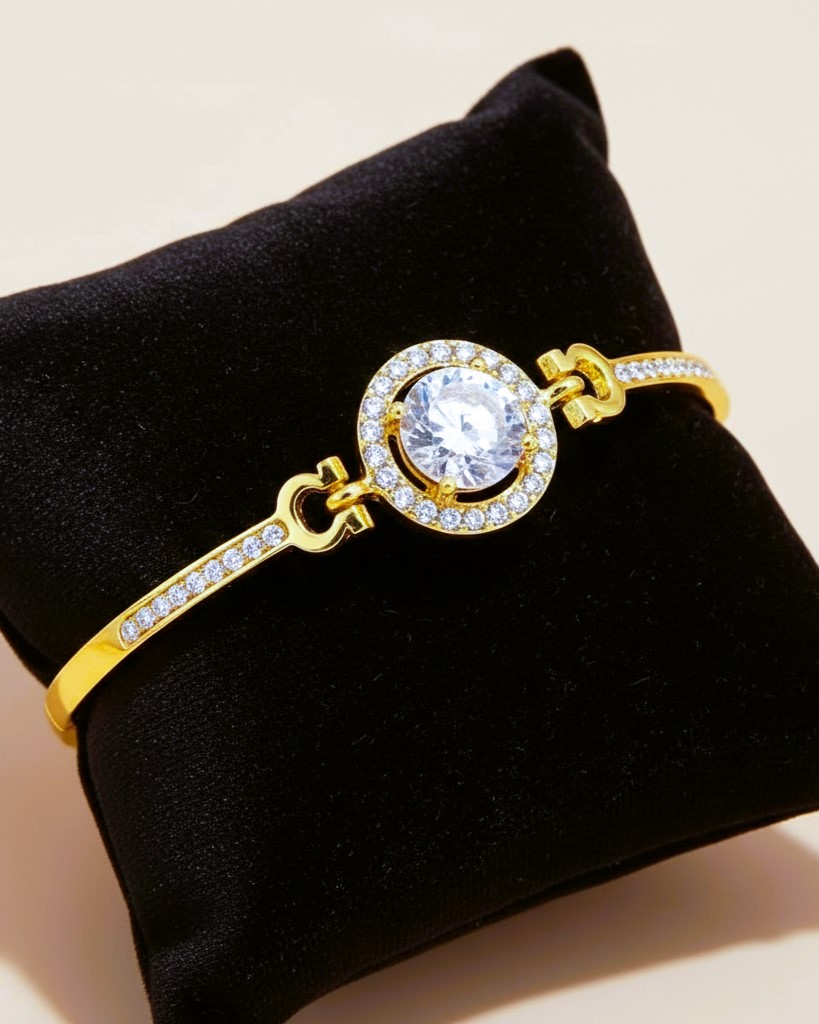 Single Crystal Bangle Gold-Plated 
