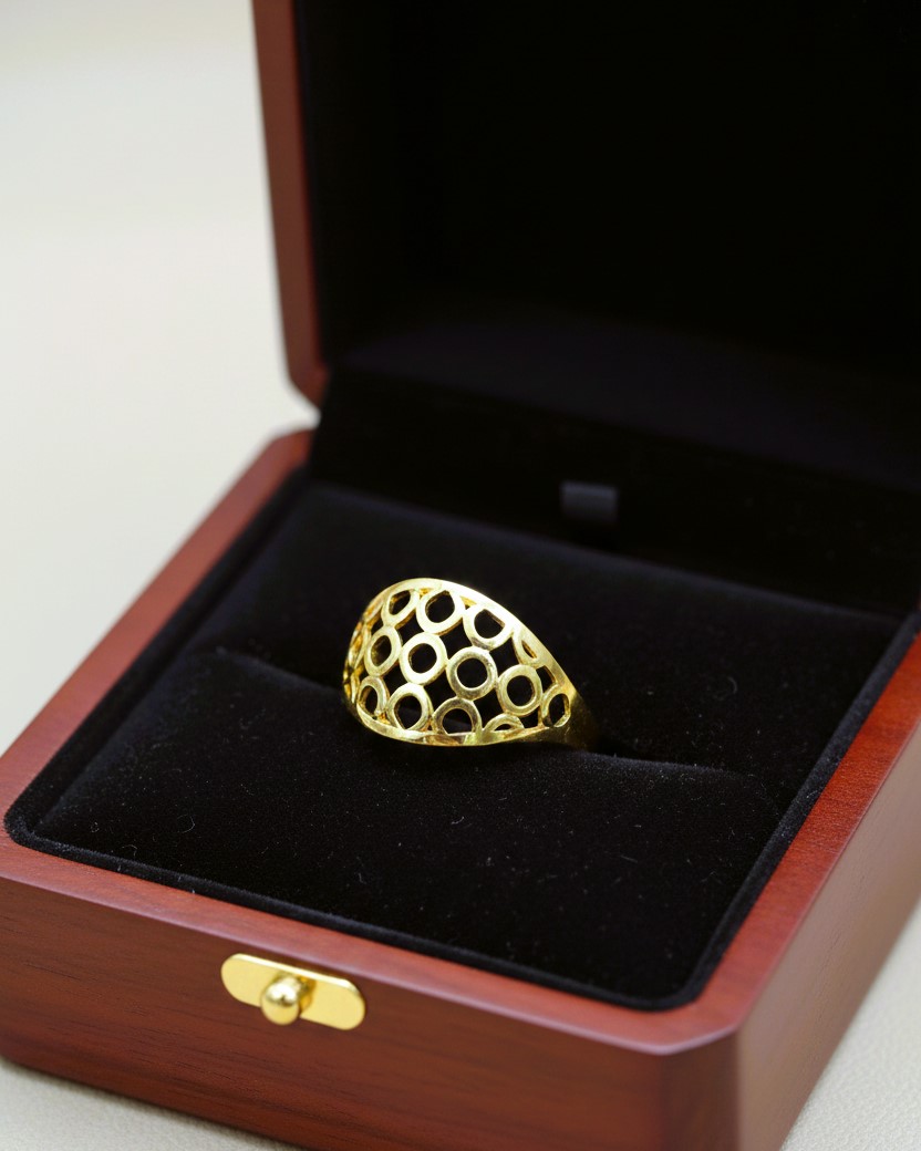 Jaali Style Ring One Gram Gold Plated