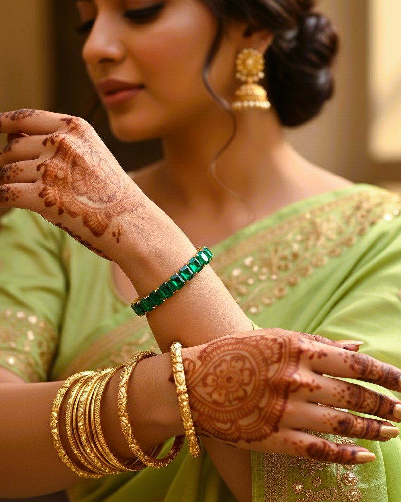 Emerald Style Bangle in One Gram Gold Plating