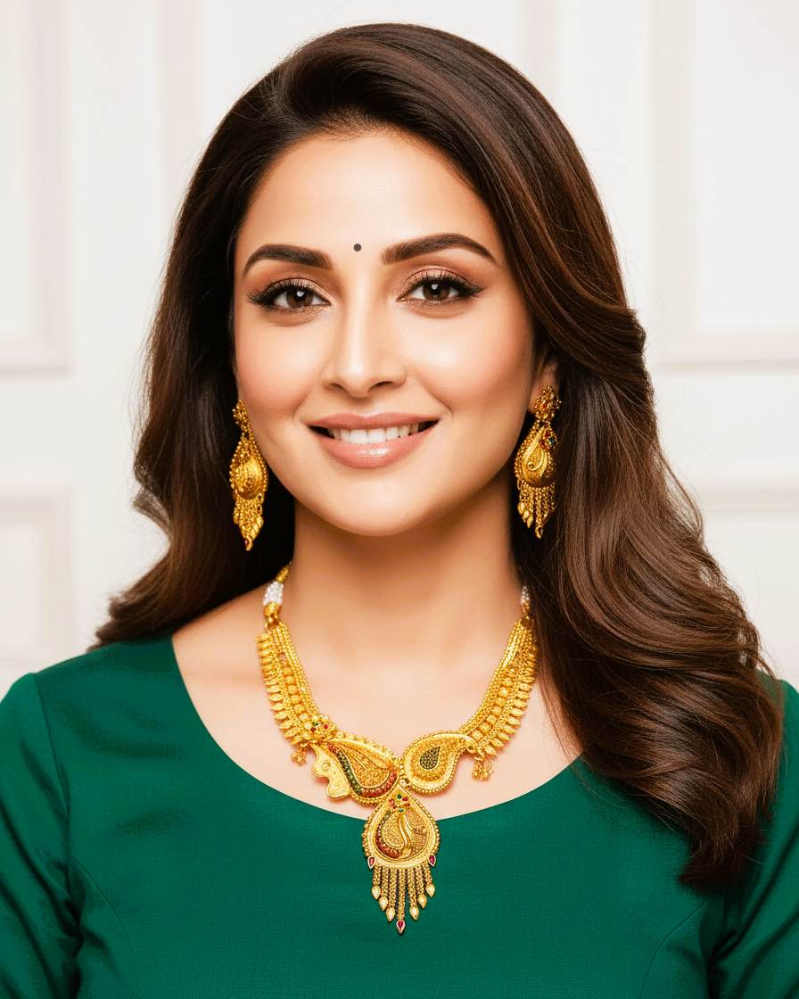 Two Leaf Design One Gram Gold Plated Necklace Set