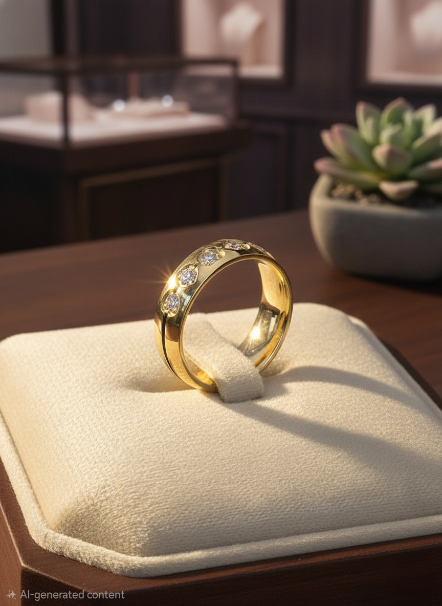 Single Line Stone Rig Gold Plated