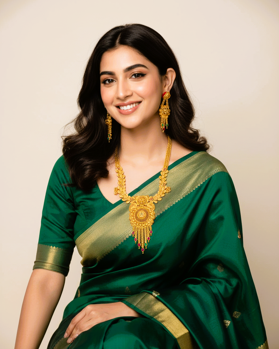 Round Bridal Necklace Traditional Gold Plated