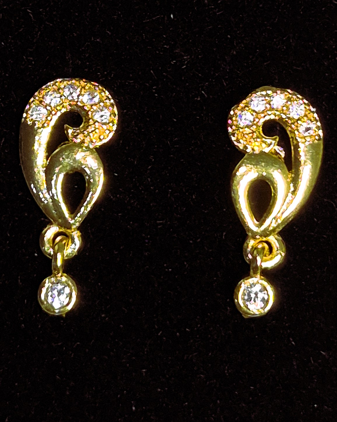 Mango Design with Hanging stone at Bottom Gold Plated